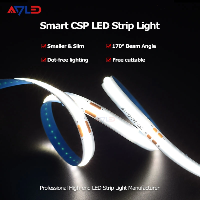 New DOT-Free Lighting Sdcm<3 Slim Cuttable 3000K 4000K 6500K 24V 5m Flexible Smart Csp LED Strip Light for Room