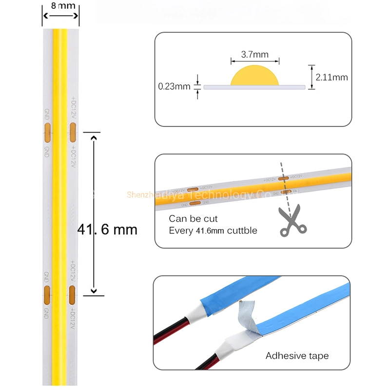 4000K 528 480 384 320 Flexible COB LED Strip Light