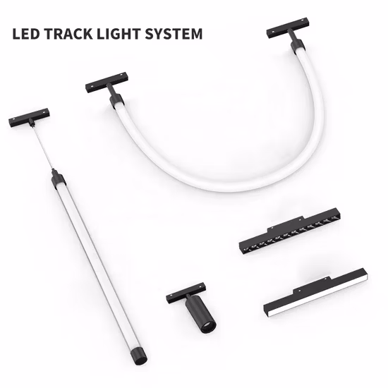Luz colgante de lámpara flexible de neón LED con pista magnética DC48V de silicona